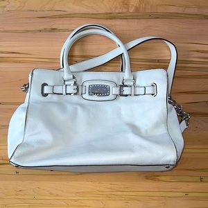 Michael Kors White Leather Hamilton Satchel